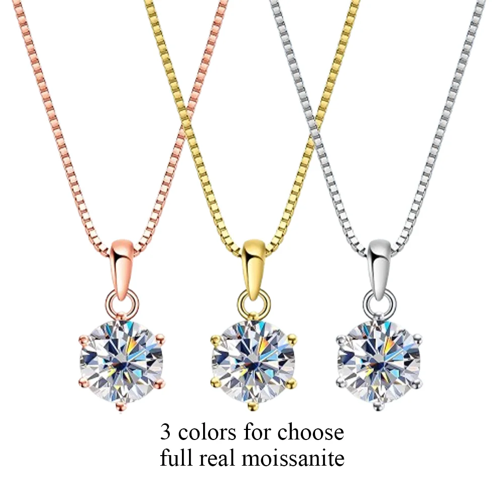 COSYA 1-10CT Round Cut Moissanite Diamond Necklace for Women S925 Silver 18K Gold Plated D Color VVS1 Party Fine Jewelry Gift