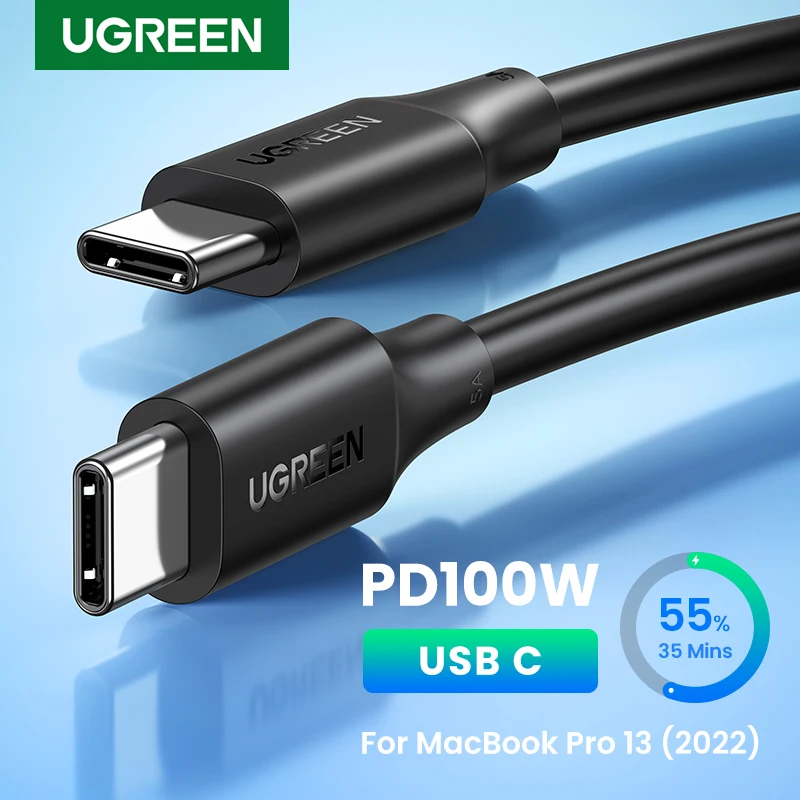 Cable UGREEN USB C a USB C PD100W para iPhone 17 16 15 MacBook para Samsung Galaxy S25 5A chip E-marker carga rápida Type C
