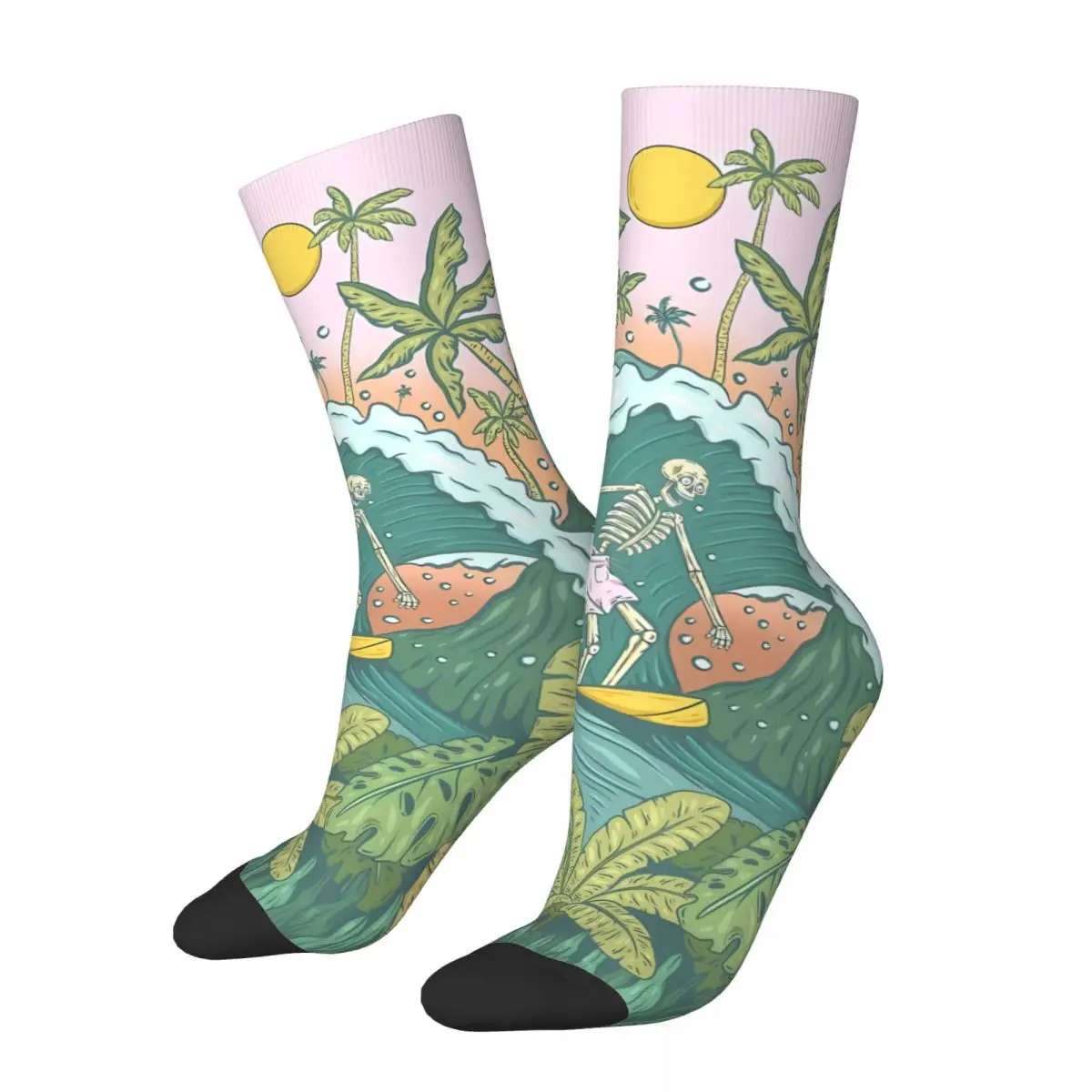 Y2K Summer Beach Coconut Trees Sock Printed Man Polyester