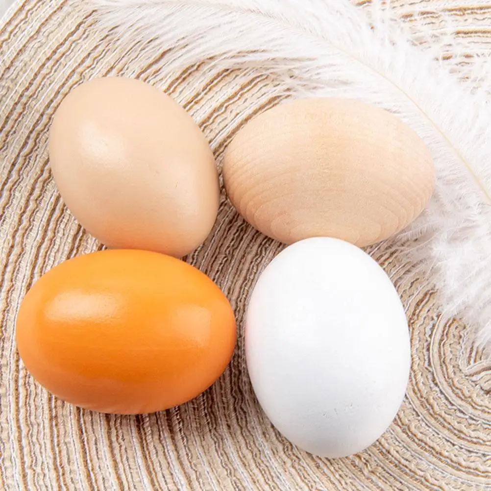 8 pezzi di uova simulate in legno simulazione pasquale giocattolo finto puntelli decorazione di pollo per feste per bambini