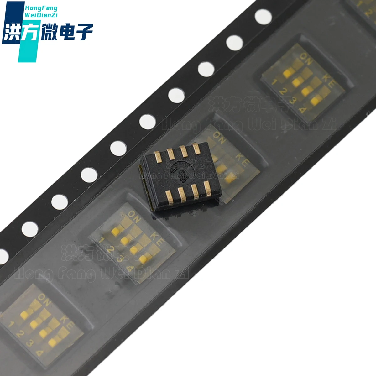 5PCS original,dial switch,1.27mm spacing,KE，SMD(J-pin)inward bend,foot wrapping,gold plating,4-position switch,model:DSHP04TJGER