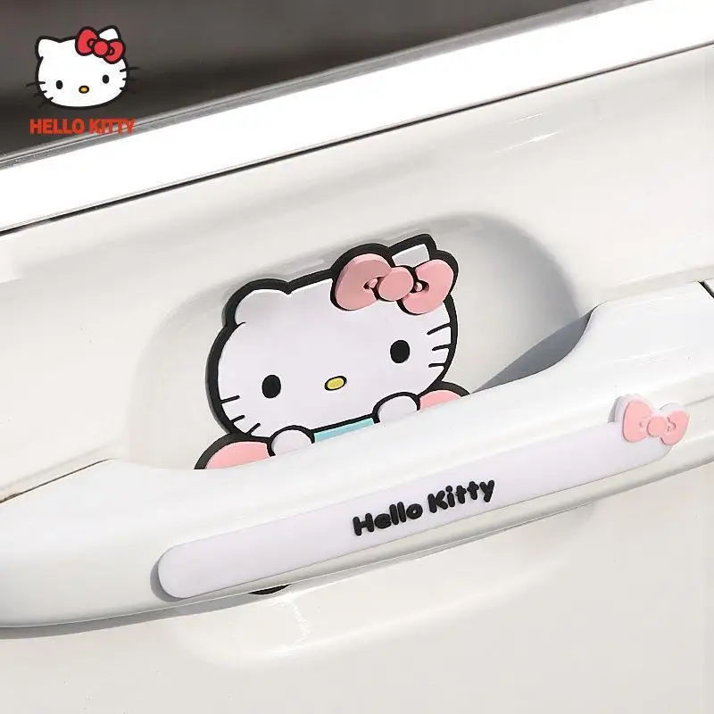 Sanrio cute Hello Kitty anime car rearview mirror handle car door anti-collision sticker kawaii anti-scratch protection strip