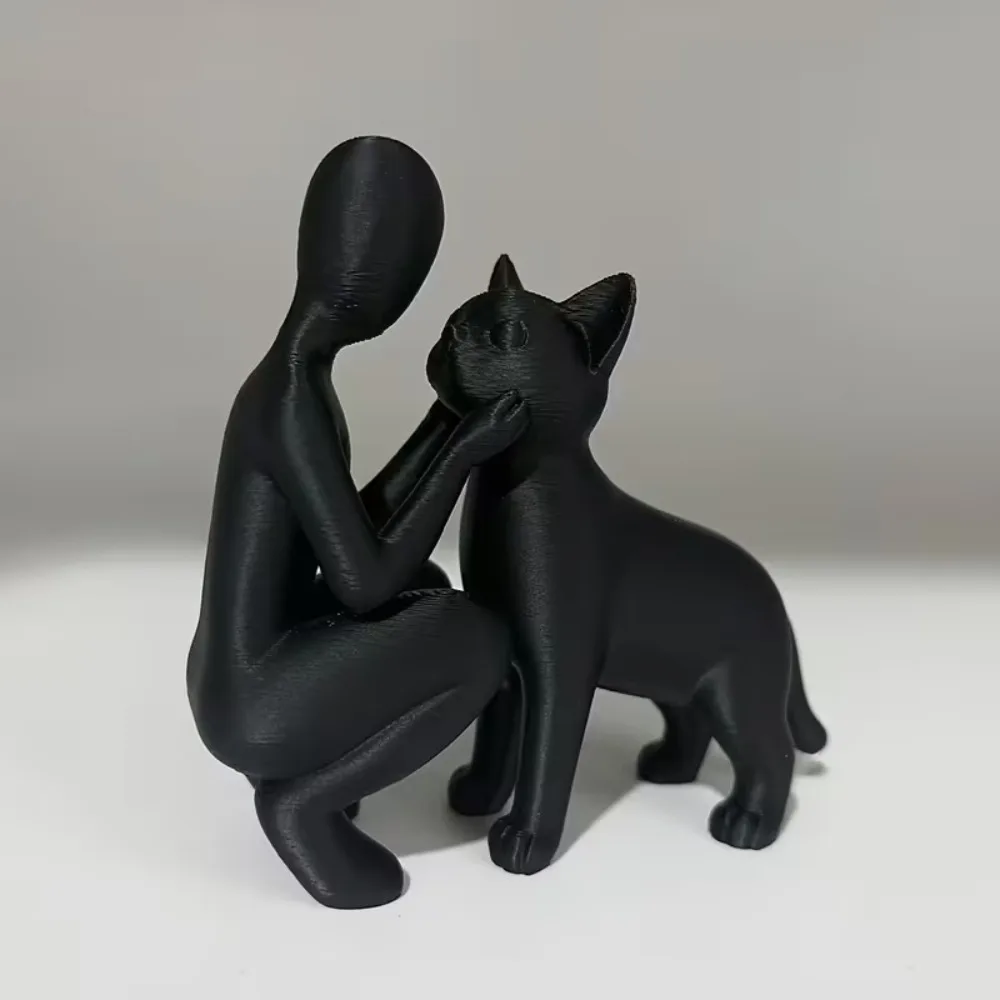 Beelden van eigenaren en katten, sculpturen van de vriendschap tussen mensen en katten, en ornamenten van vriendschap voor dierenliefhebbers