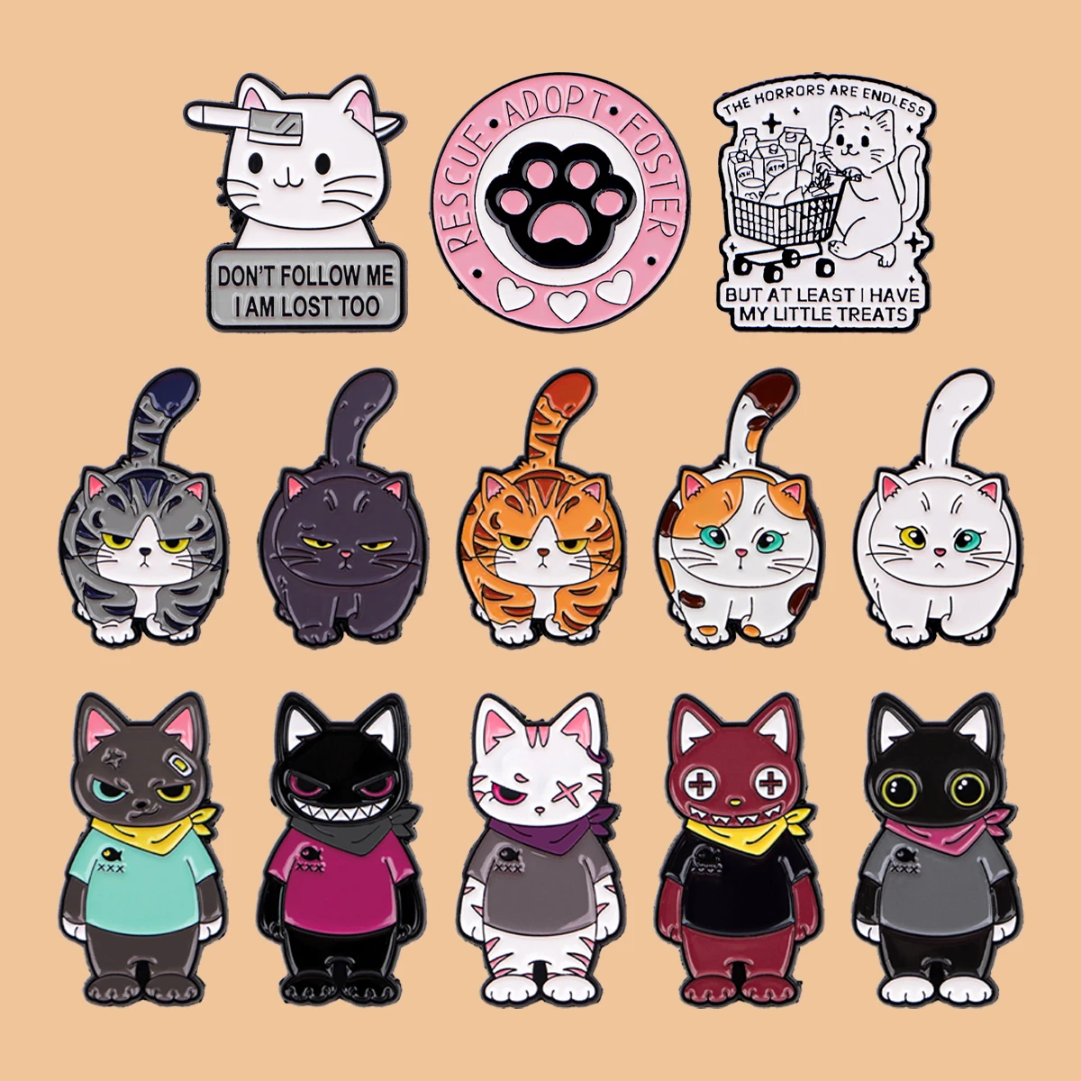 

Cool Animal Cats Enamel Pines Funny Cartoon Quotes Brooch Lapel Pin Badge on Backpack Clothing Accessories Fashion Jewelry Gifts