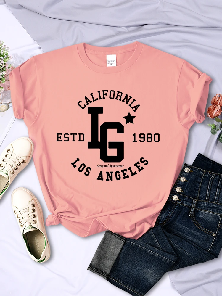 Los Angeles California Estd 1980 Female Tshirt Hip Hop Harajuku Tops Casual Funny Tee Clothes Korean Breathable Short Sleeve