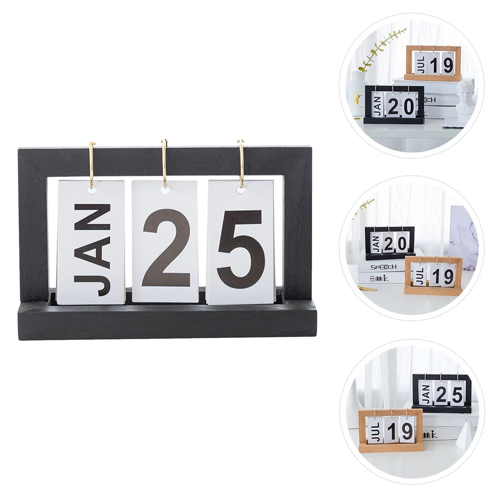 1 قطعة تقويم دائم خشبي سطح المكتب تاريخ الشهر عرض ديكور للمنزل مكتب دراسة الشمال صفحة تحول التقويم الخشب الألومنيوم #1
