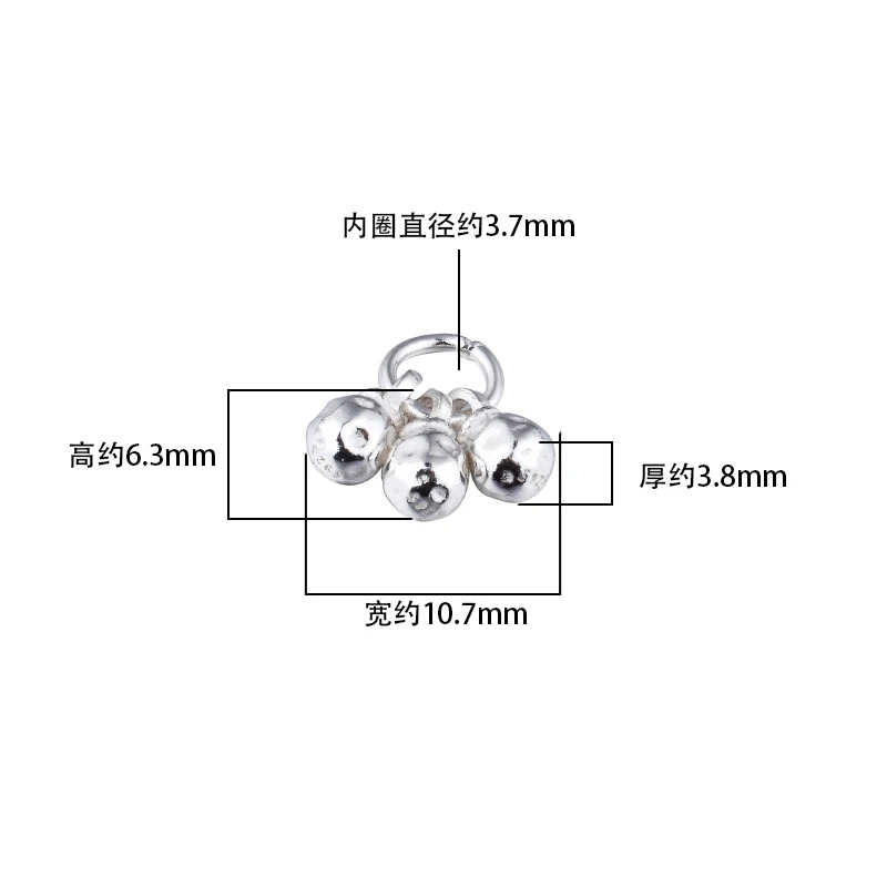 S925 irregular lift three ball pendant knock face meteorite small stone pendant handmade diy silver accessories