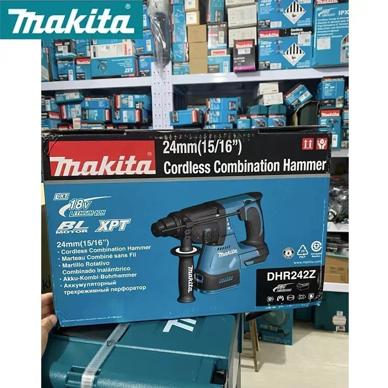 Makita-ブラシレスコードレスロータリーハンマー、充電式電動ドリル、ブラシレス、sds-plus、dhr242z、dhr242、18v、24mm、2.0j