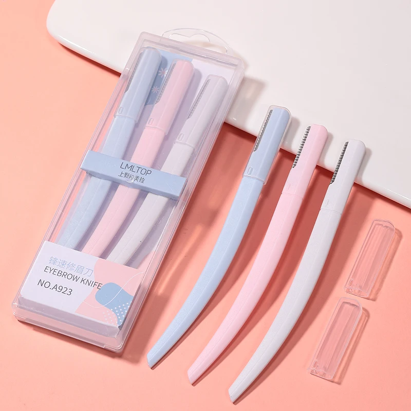 3Pcs/set Makeup Tools Eyebrow Trimmer Razor Remover Blade Safe Eyebrows Shaper Trimming Knife for Women With Protective Cover