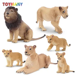 6Pcs Simulation Lion Wildlife Animal Model Toy Mini Large Giraffes Figures Dolls Action Figurines Toys for Children Set Gift