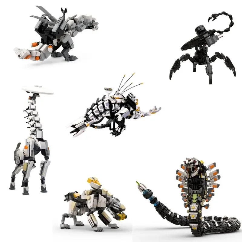 MOC Horizon Zero Dawn BOSS Thunder Tooth Desperate Tooth Beast War Machine Giraffe Dawn Reptile Building Block Model Boy Gift