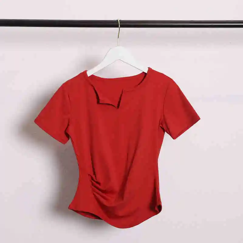 

New Women Gym Tops Yoga Top With Chest Pad Women's Short Yoga Shirt Tight-fitting Sexy Slim Short-sleeved Fitness