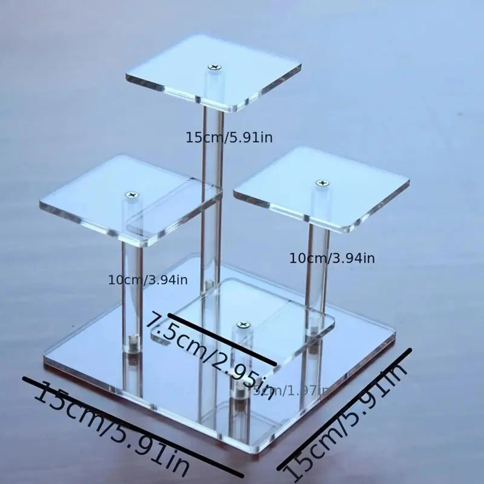 Acrylic Perfume Stand Transparent Four Layer Square Display Shelf Organizer for Home Counter and Dessert Decor