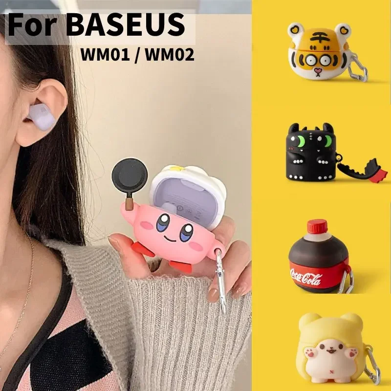 

For Baseus WM01/WM02 Wireless Earphone Soft Silicone Shockproof Cover 3D Cute Cartoon Shape Protective Earphone Case Accessories