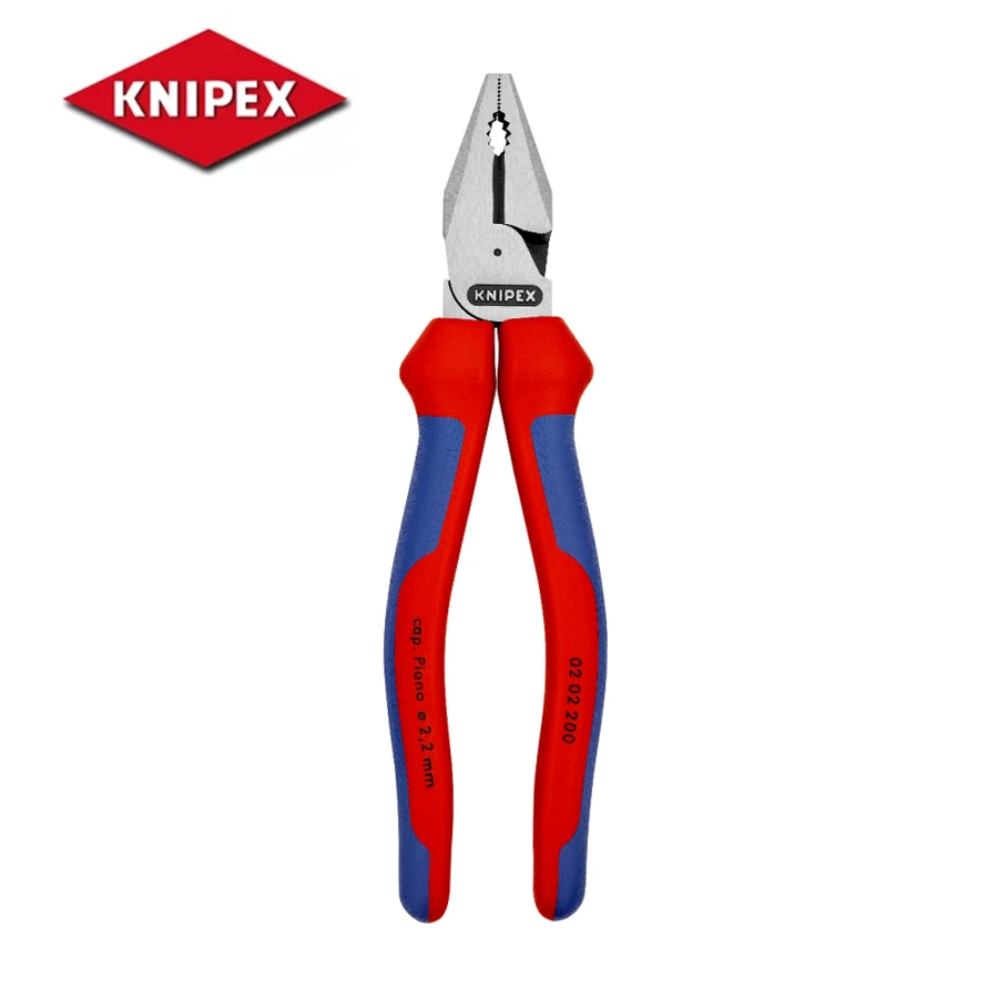 KNIPEX 0202200 High Leverage Lineman\'s Pliers 200mm Heavy Duty 63 HRC Cutting Edge Combination Pliers