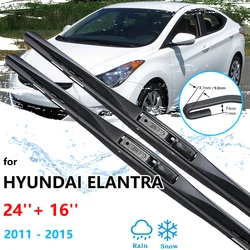 For Hyundai Elantra MD UD 2011~2015 Front Rear Wipers Blade Set Kit Windscreen Windshield Brushes Cleaning U J Hook Accessories