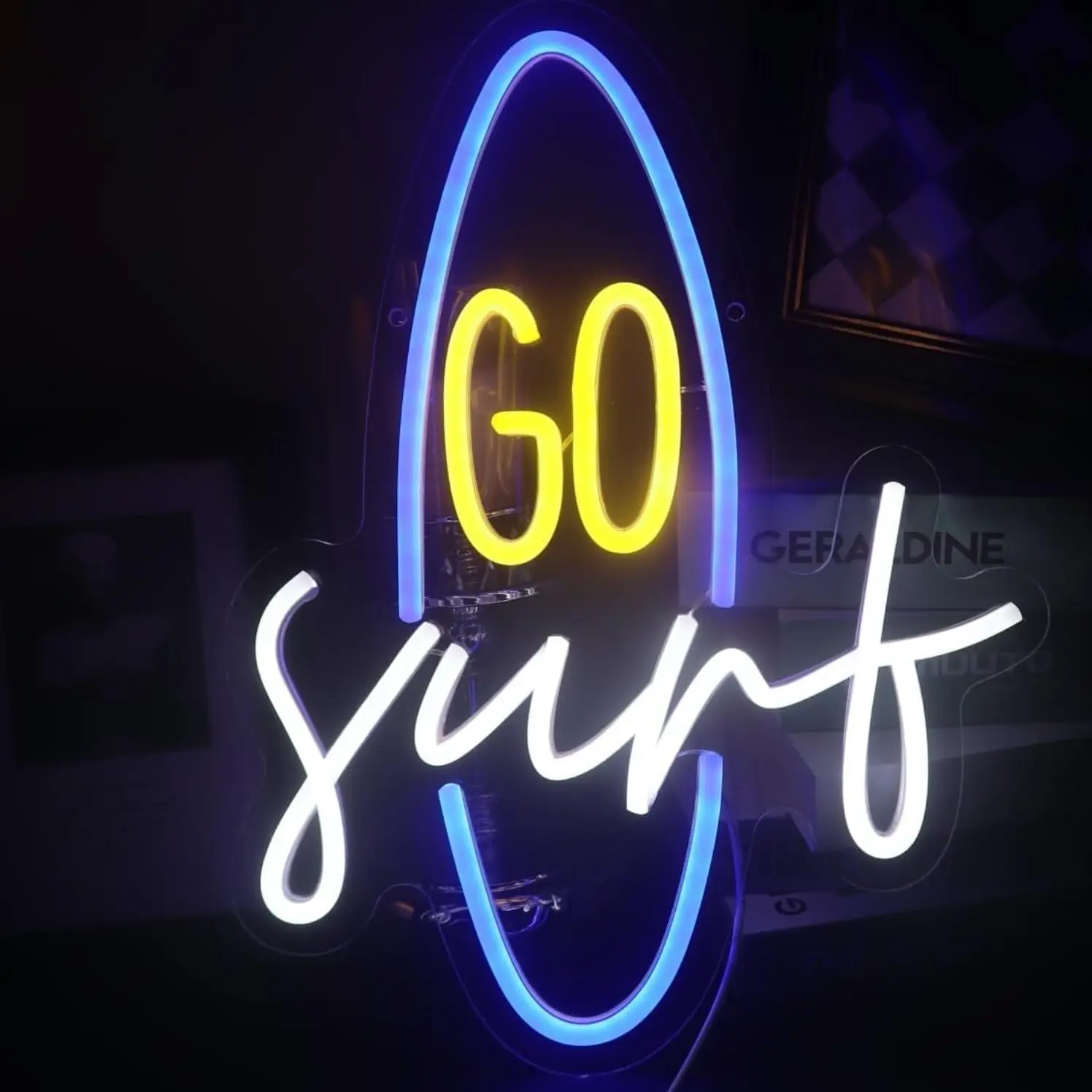 壁の装飾サーファーギフト夏の芸術的な装飾誕生日プレゼントのための波の形をしたledネオンサイン