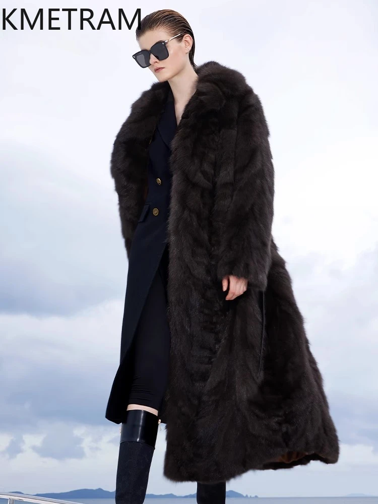 100 % natürliche Zobelfelljacke für Damen, hochwertiger langer Echtpelzmantel, Wintermäntel, Damenbekleidung, 2025, neu in Oberbekleidung Fourrure