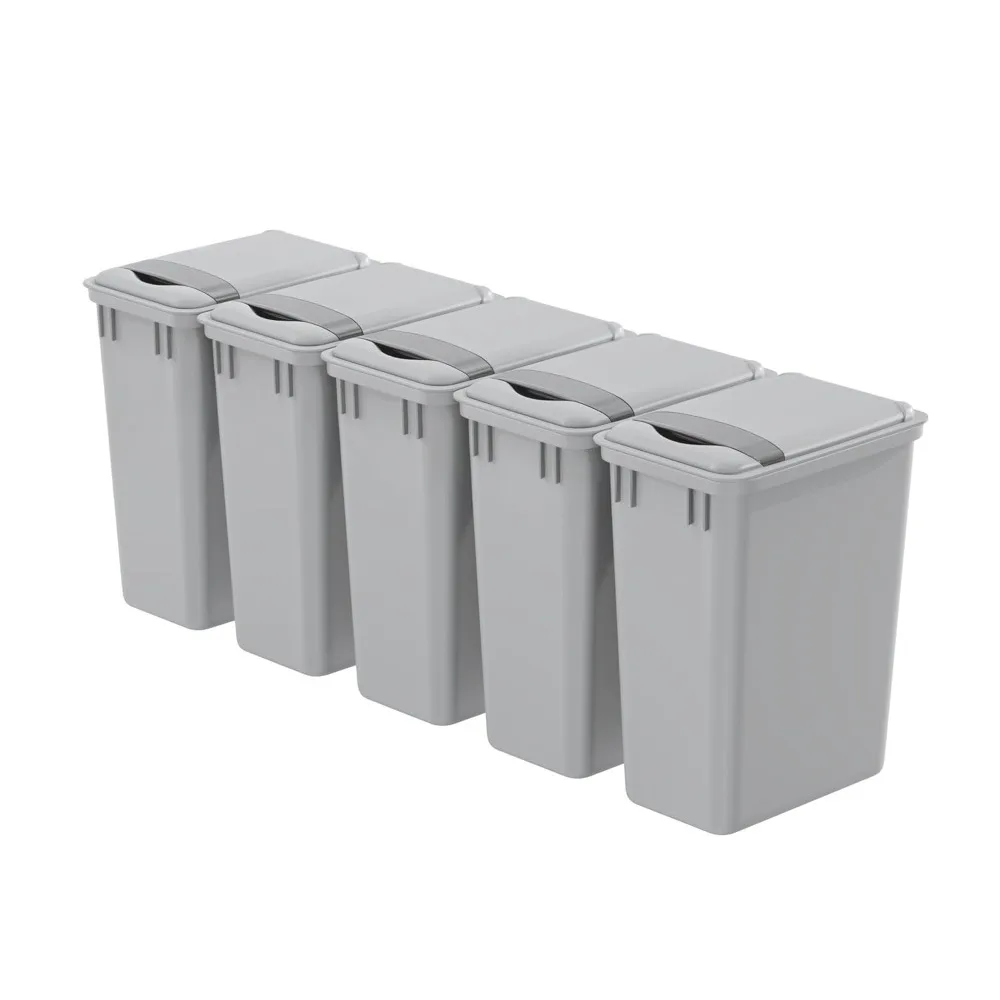 

Dowell 35L Gray Square Plastic Trash Can with Lid, Stackable – Fits Under Sink or Desk, for Office, Kitchen, Bathroom, or Yard (