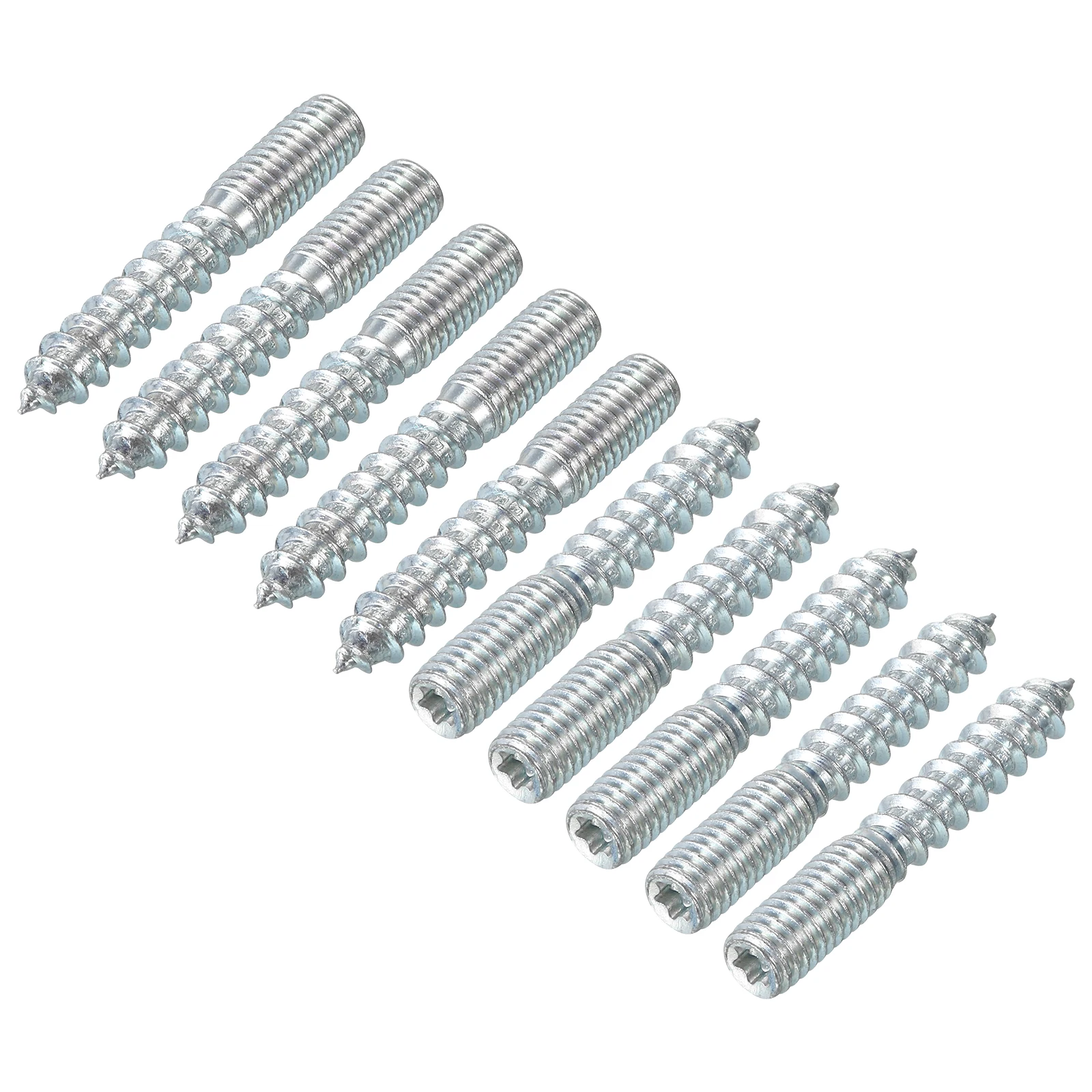 16/24/36pcs Self-Tapping Screw M6 M8 M10 Hanger Bolts Length Double Headed Bolts Wood Joint Furniture Legs