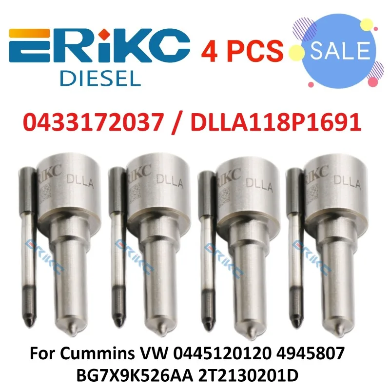 

4 шт., форсунка дизельного топлива 0433172037, форсунка DLLA118P1691 для Cummins VW 0445120120 4945807 BG7X9K526AA 2T2130201D