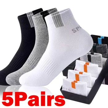 5Pairs Mannen Bamboevezel Herfst Winter Mannen Sokken Ademend Katoen Sport Sok Ademend Deodorant Business Sokken Maat 37-45