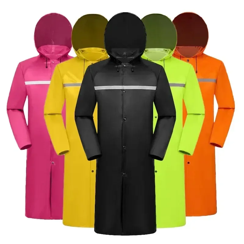 4XL Oxford cloth raincoat PVC one-piece reflective raincoat for adult labor protection outdoor rainstorm proof long raincoat