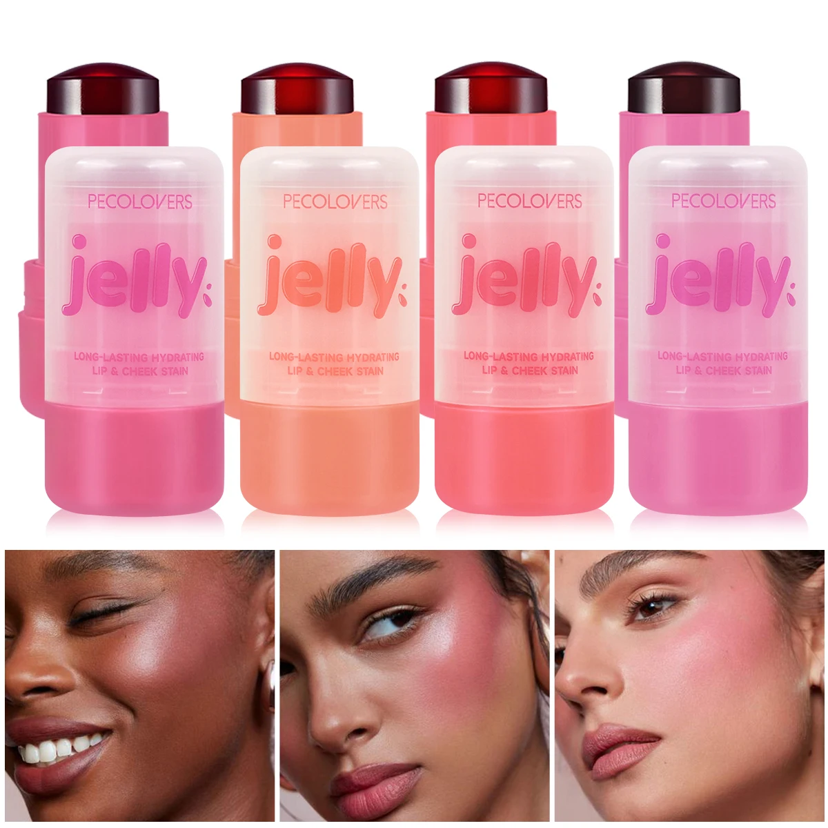 1 barra de rubor de gelatina para labios y mejillas, rubor de gelatina antifrutas transparente multicolor, perfecto para cada ocasión