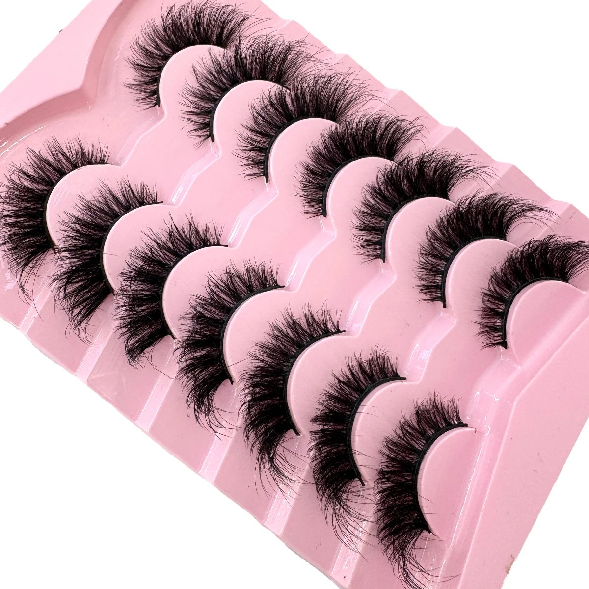 AMSDCN 7 pares de pestañas postizas de imitación de visón aspecto Natural esponjoso volumen fino zorro/ojo de gato extensión de pestañas postizas gruesas cruzadas