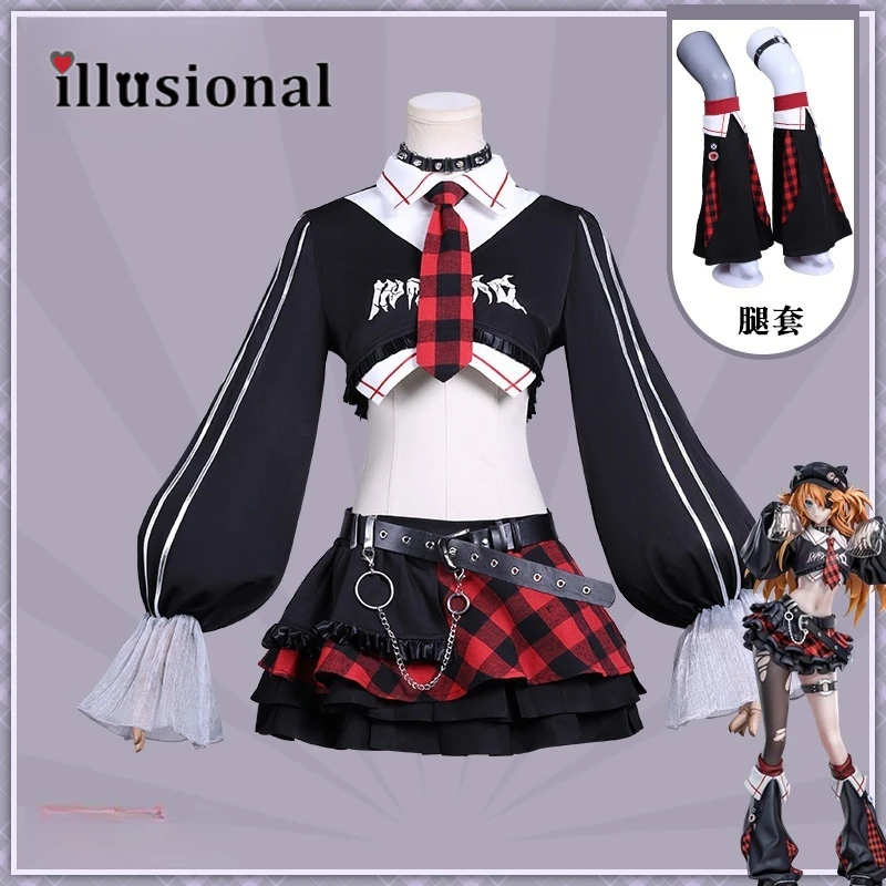 

illusional Anime Asuka Cosplay Asuka Langley Soryu Cosplay Costume rock band Dress Women Halloween Costumes