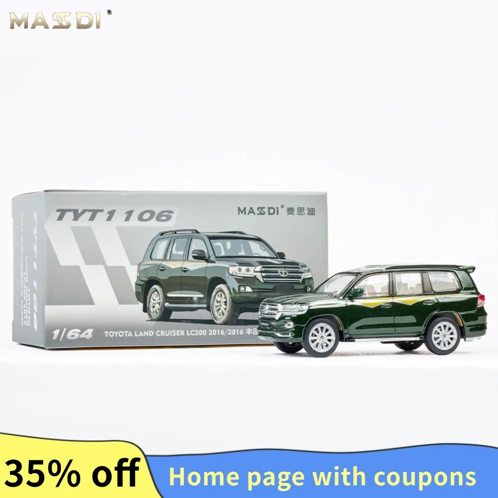 MASDI 1/64 LAND CRUISER LC200 modelo de coche fundido a presión juguetes de aleación vehículo de Motor modelo de Metal fundido a presión regalos para adolescentes y adultos