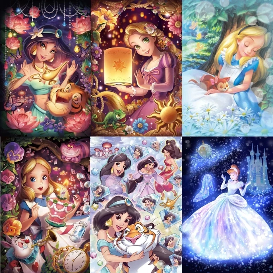 Disney Diy1000 Piece Puzzle Cartoon Princess Jasmine Cinderella Crafts Puzzle Game Festival Gift