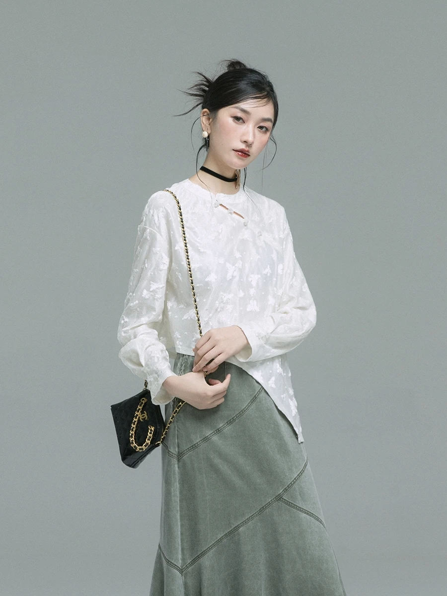 

Новый китайский стиль: трикотажный вельветовый топ с капюшоном, цвет светло-персиковый, из полиэфирного волокна, для повседневной носки, удлиненный рукав...