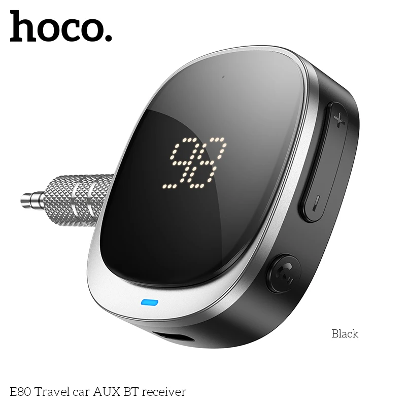 

HOCO E80 AUX Car Bluetooth Receiver 3.5mm Socket 5.0 Wireless Bluetooth Adapter Audio Converter Mobile Phone Hands-Free Stereo