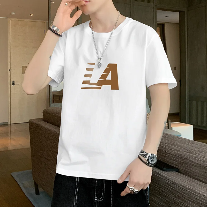 Men's T-shirt Short sleeved Summer Thin Ice Silk Loose Half Sleeve Versatile Quick Dried Ins Fashion T-shirt Top Clothing