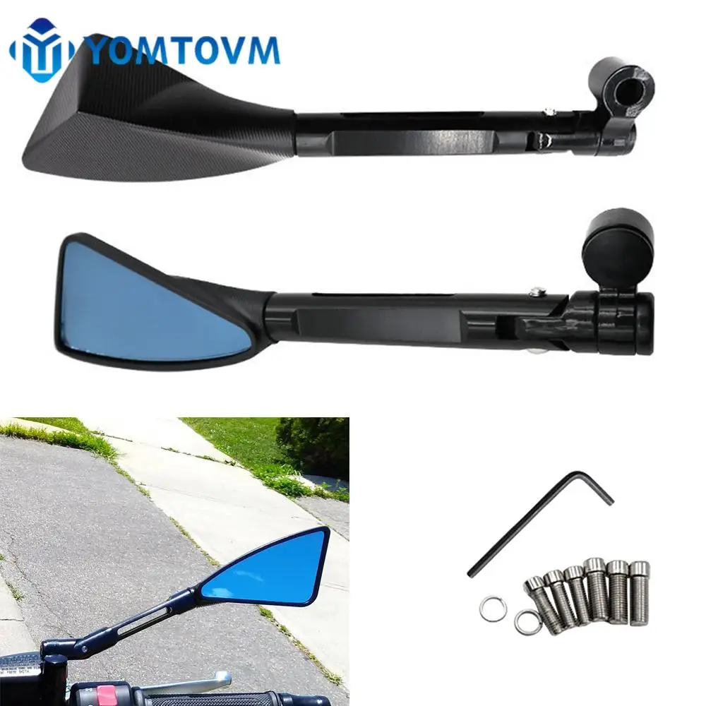 

8mm 10mm Motorcycle Handlebar Rearview Mirror Blue Side Mirrors CNC Aluminum Universal For for HONDA YAMAHA SUZUKI Scooter KTM