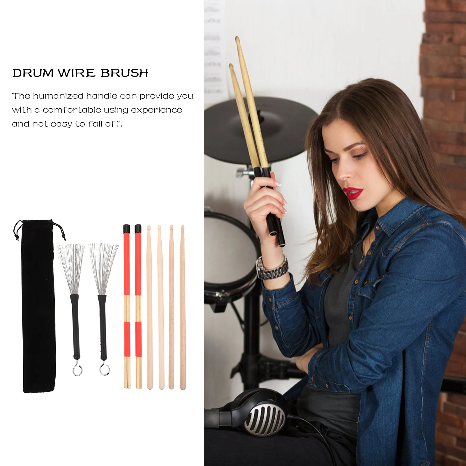 

Drum Stick Set Percussion Brush Brushes Drumming Accessories Drums Wire for Drumsticks