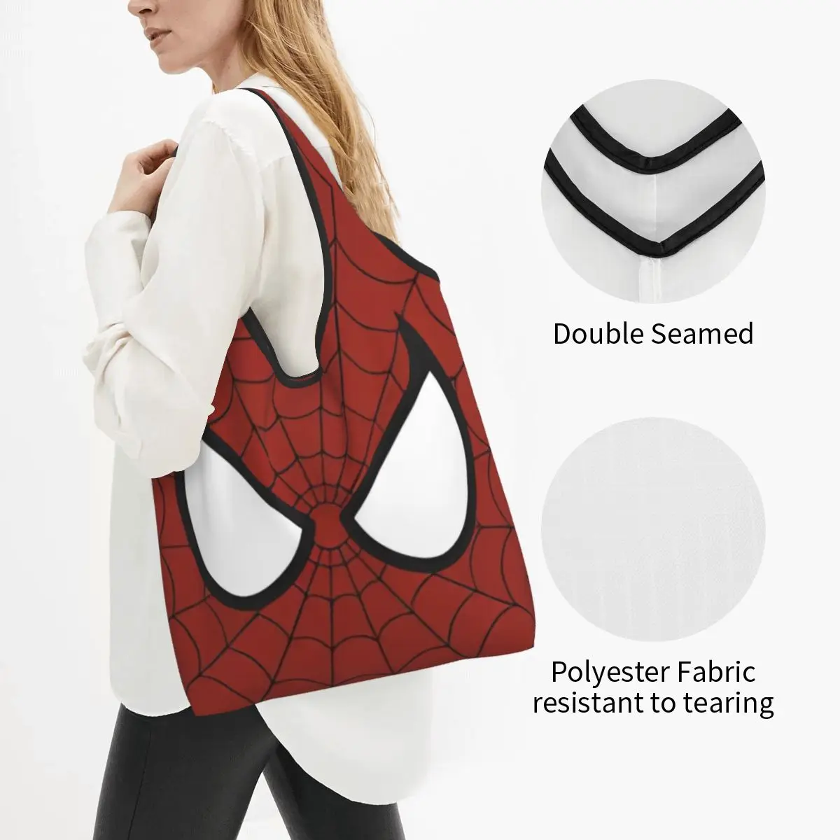 Spider Man Web Shopper Bag Aesthetic Handbags Cloth Beach Tote Bag Student Custom Shoulder Bag