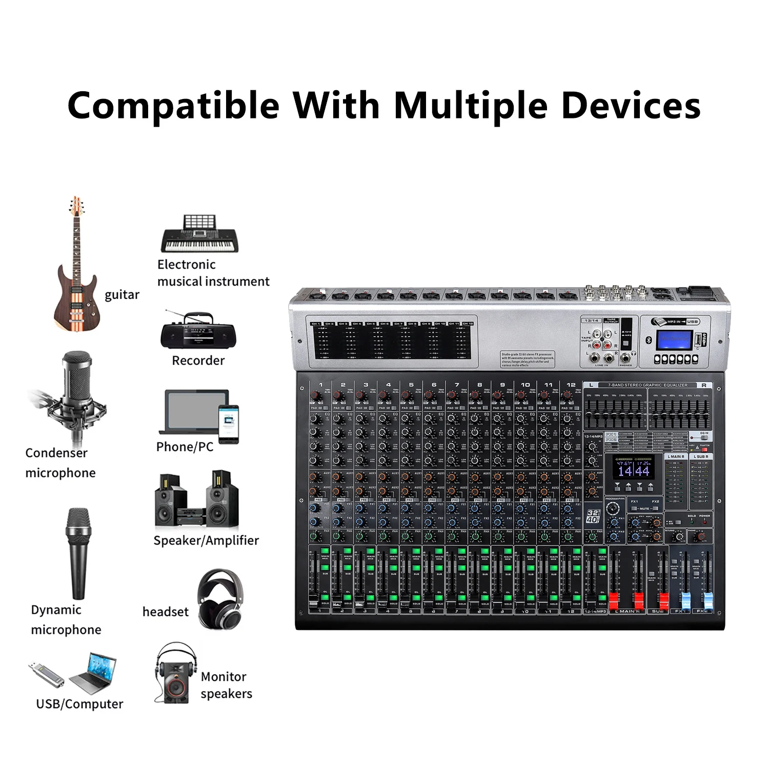 GAX-GBA14 Professional Performance Mixer With USB Dual Effect MP3 Mixer Support OEM Mixer