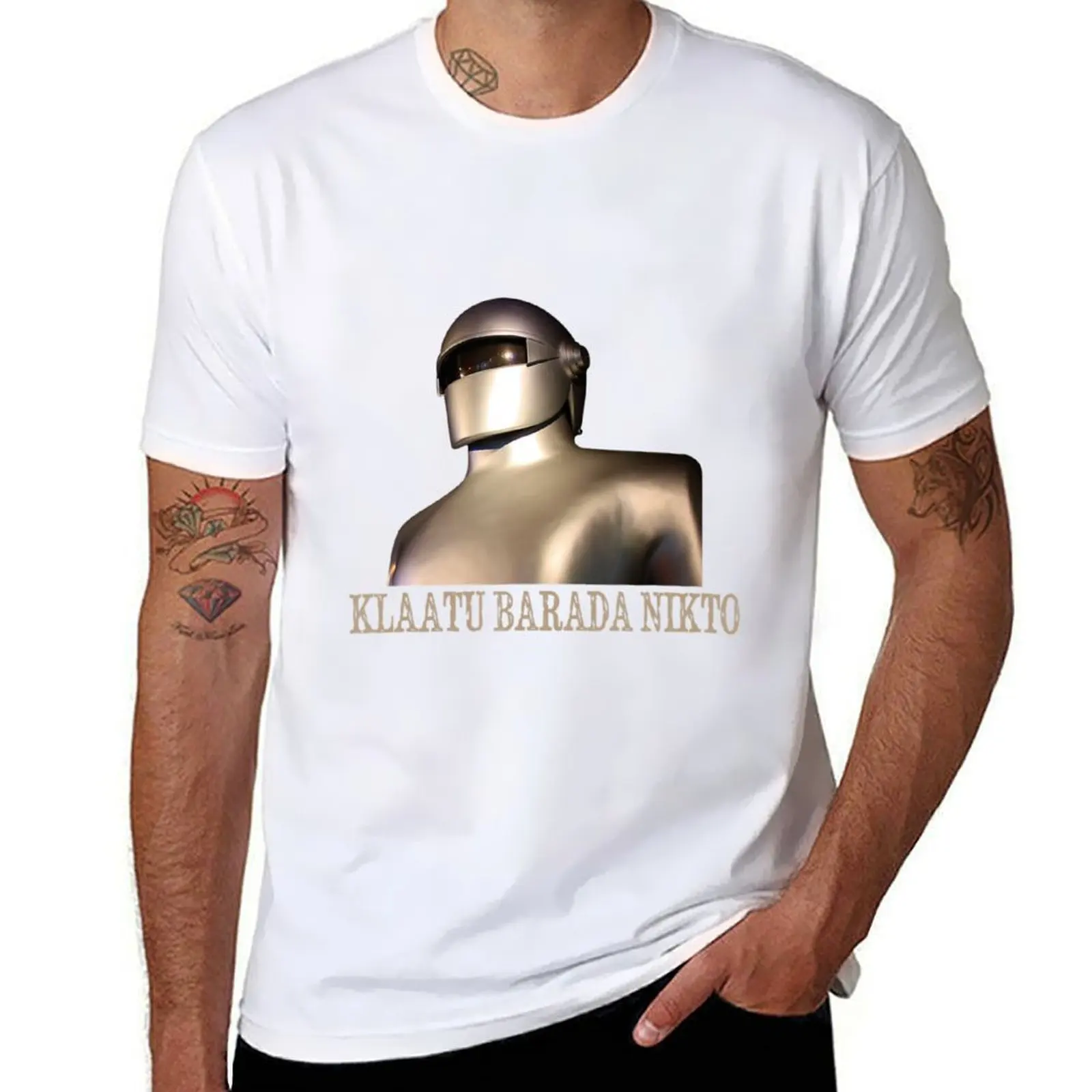 

Klaatu Barada Nikto Robot Sifi T-Shirt printed t shirts for man t shirt man designer T-Shirt