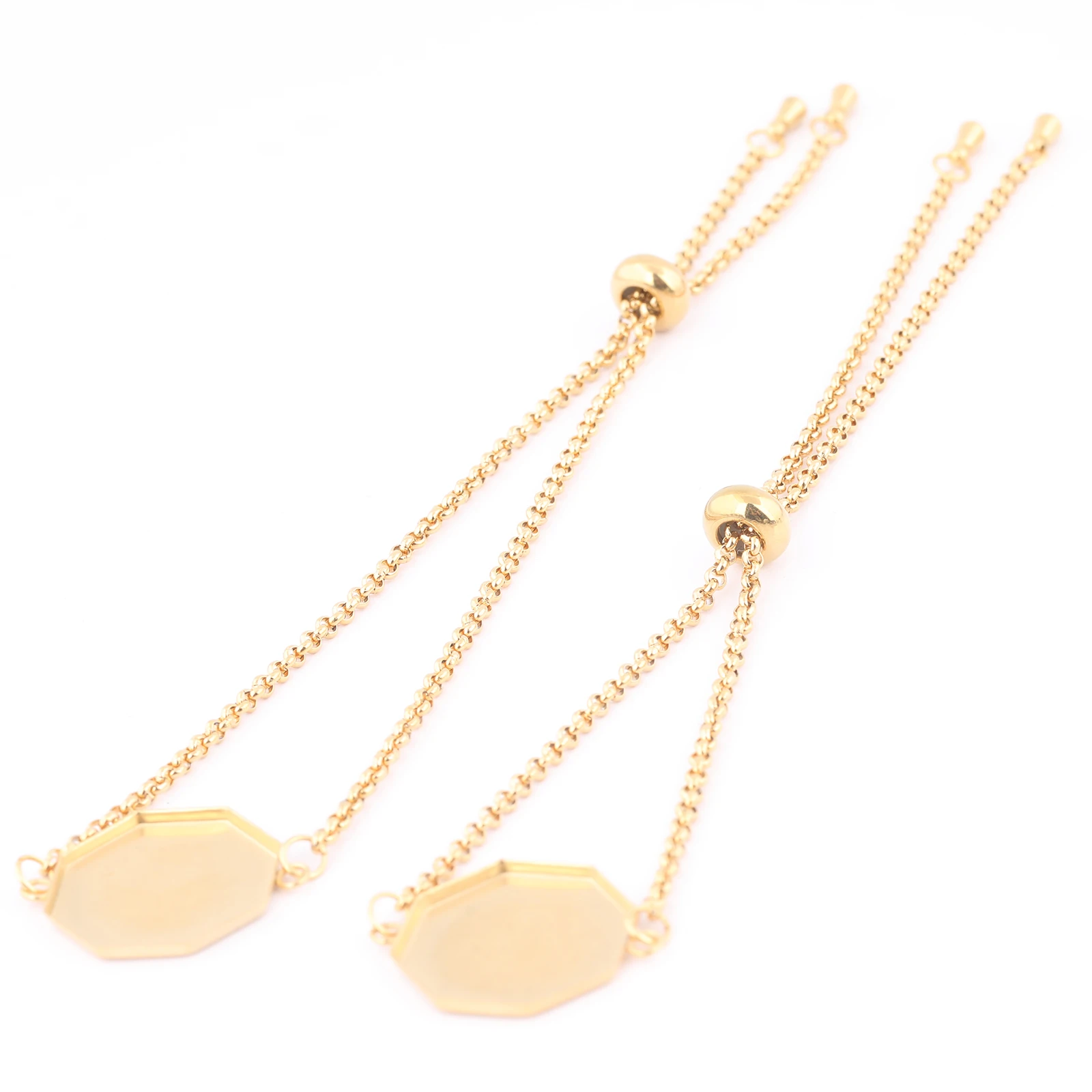 3pcs  Fit 17mm Hexagon Cabochon Bracelet Base Settings Diy Stainless Steel Gold Plated Chain Bracelets Bezel Blanks image 5