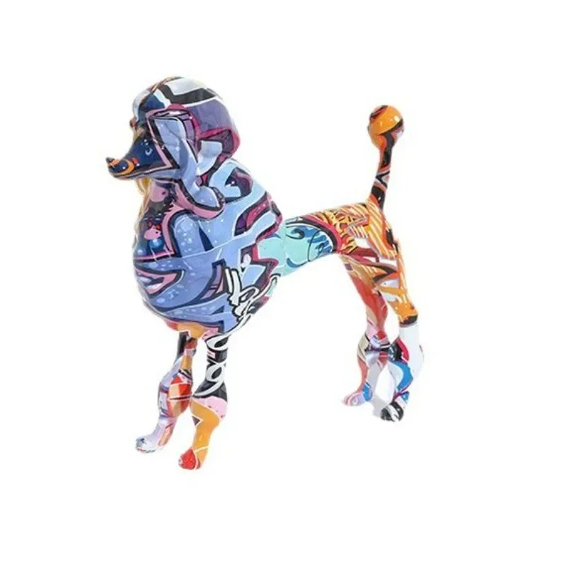 Creative Color Mini Simulation Animal Puppy Resin Home Ornament Poodle Bookshelf Living Room Desk Ornament