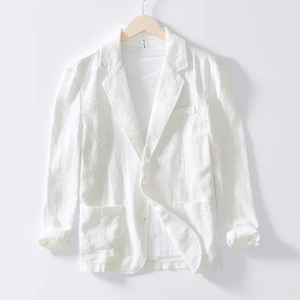 Men's white cotton linen, pure, thin, casual business blazer, comfortable, breathable, spring, summer 8 Main sales blazer linen - №8