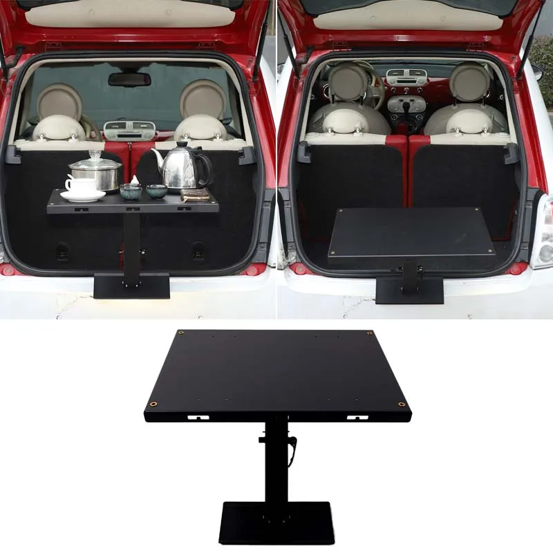 

For Fiat 500 2009-2015 carbon steel black car tailgate lock extension small table plate car interior modification accessories