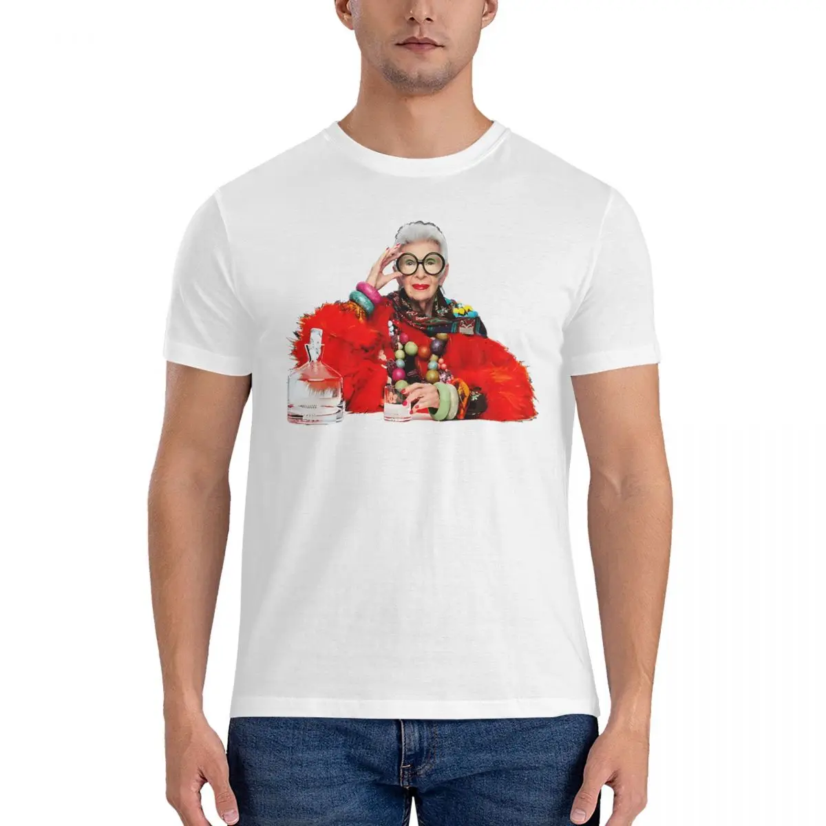 Men's T-Shirts Portrait Casual Cotton Tee Shirt Short Sleeve Iris Apfel T Shirt O Neck Clothing Summer