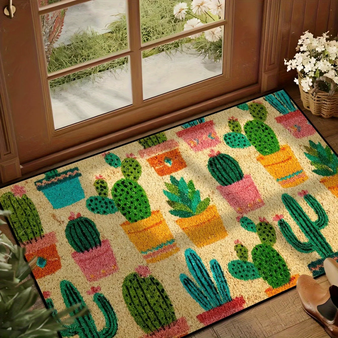 VIKAMA-alfombra colorida de Cactus, alfombra colorida para suelo, felpudo lavable, alfombra de bienvenida para dormitorio, alfombra para sala de estar, hogar, Dec