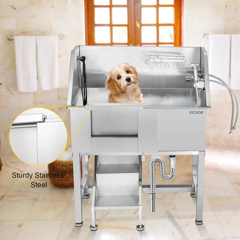 Manufacturer Quick Drainage Pet Grooming Products Multifunction Dog Cleaning Stainless Steel Washing Shower Station Bath Tub Pet