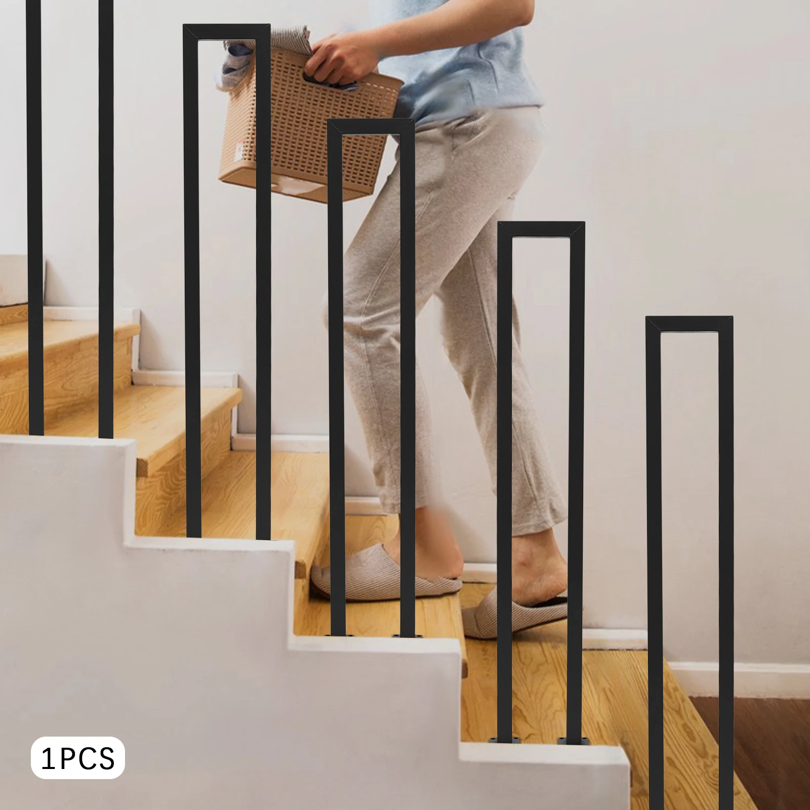 

U-Shaped Stair Handrail, Hand Rail 100cm Metal Staircase Safety Railing, Indoor Outdoor U Shape Staircase Balustrade