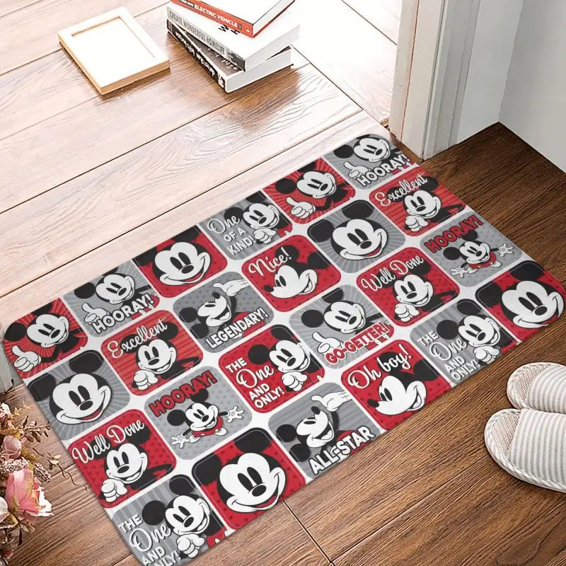Felpudo personalizado de Mickey Mouse, antideslizante, para entrada, baño, cocina, suelo, puerta, alfombra para inodoro, alfombrilla para pies