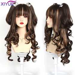 Synthetic Unintentional Rabbit Long Curly Hair Tiger Clip Double Ponytail Synthetic Wig Full Head Halloween Lolita Hairstyle Wig
